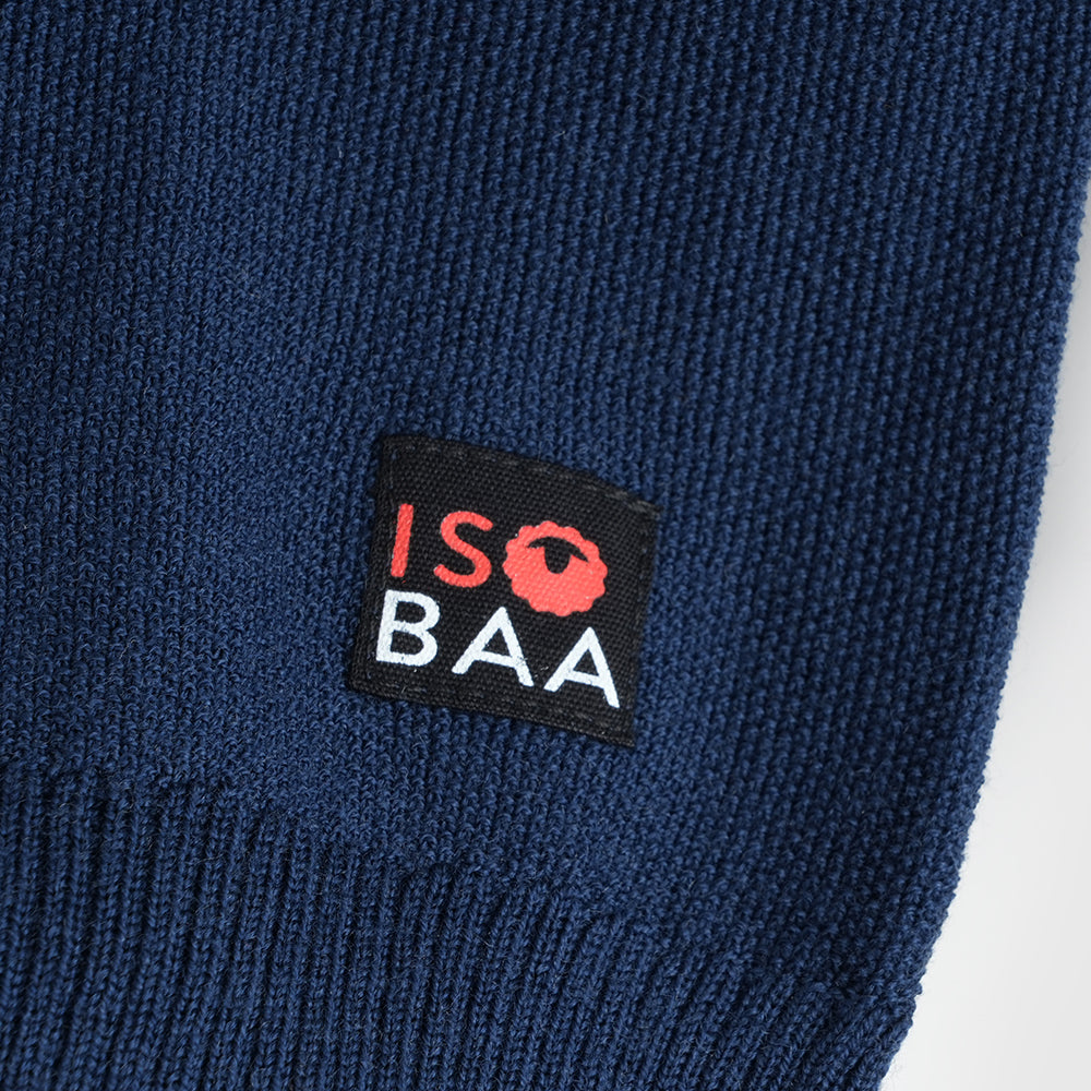 Mens Cinder Merino Moss Stitch Crew Sweater (Navy)