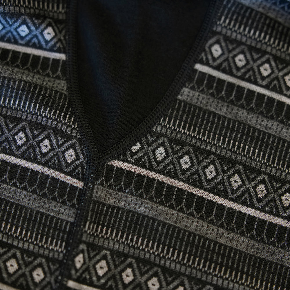 Mens Merino Blend 250 Fairisle Jacquard Long Sleeve Crew (Black/Smoke/Charcoal)