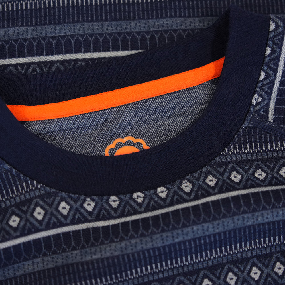 Mens Merino Blend 250 Fairisle Jacquard Long Sleeve Crew (Navy/Denim/Cloud)
