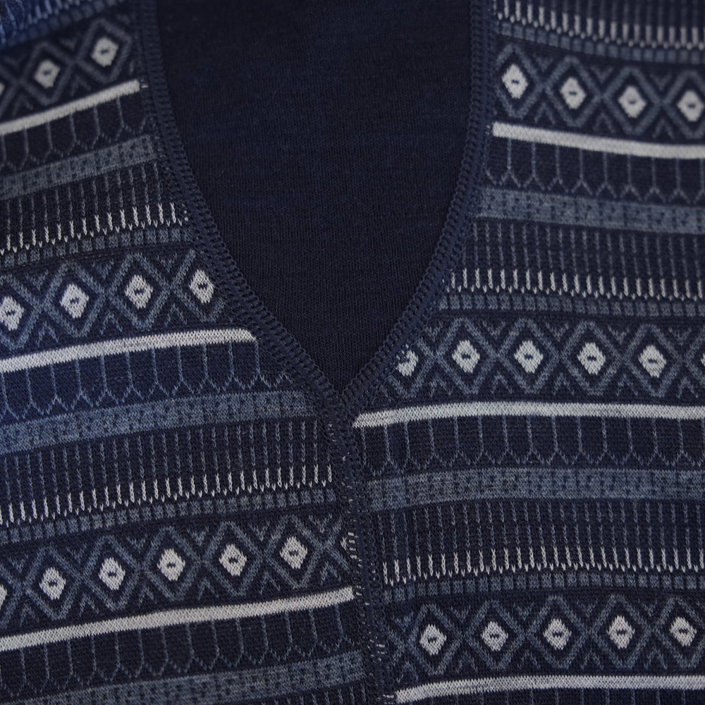 Mens Merino Blend 250 Fairisle Jacquard Long Sleeve Crew (Navy/Denim/Cloud)