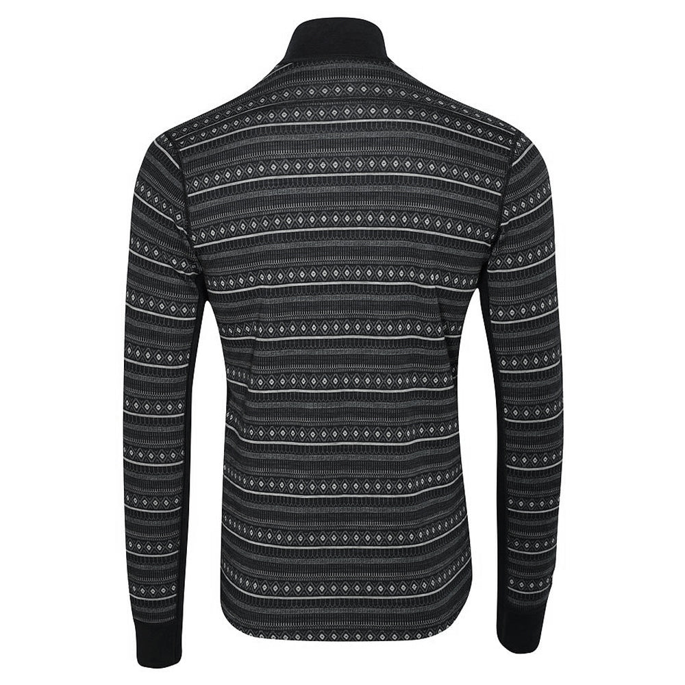 Mens Merino Blend 250 Fairisle Jacquard Long Sleeve Zip Neck (Black/Smoke/Charcoal)