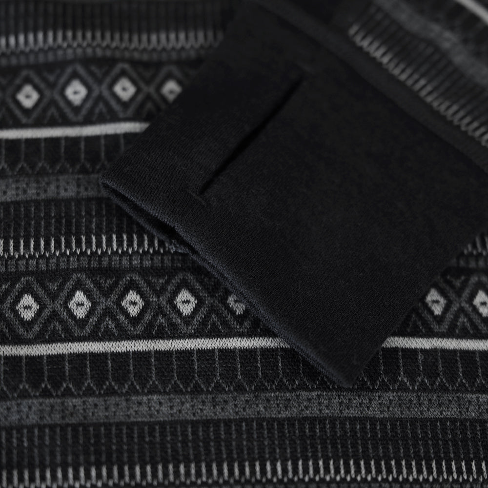 Mens Merino Blend 250 Fairisle Jacquard Long Sleeve Zip Neck (Black/Smoke/Charcoal)