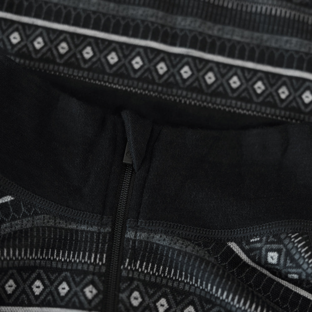 Mens Merino Blend 250 Fairisle Jacquard Long Sleeve Zip Neck (Black/Smoke/Charcoal)