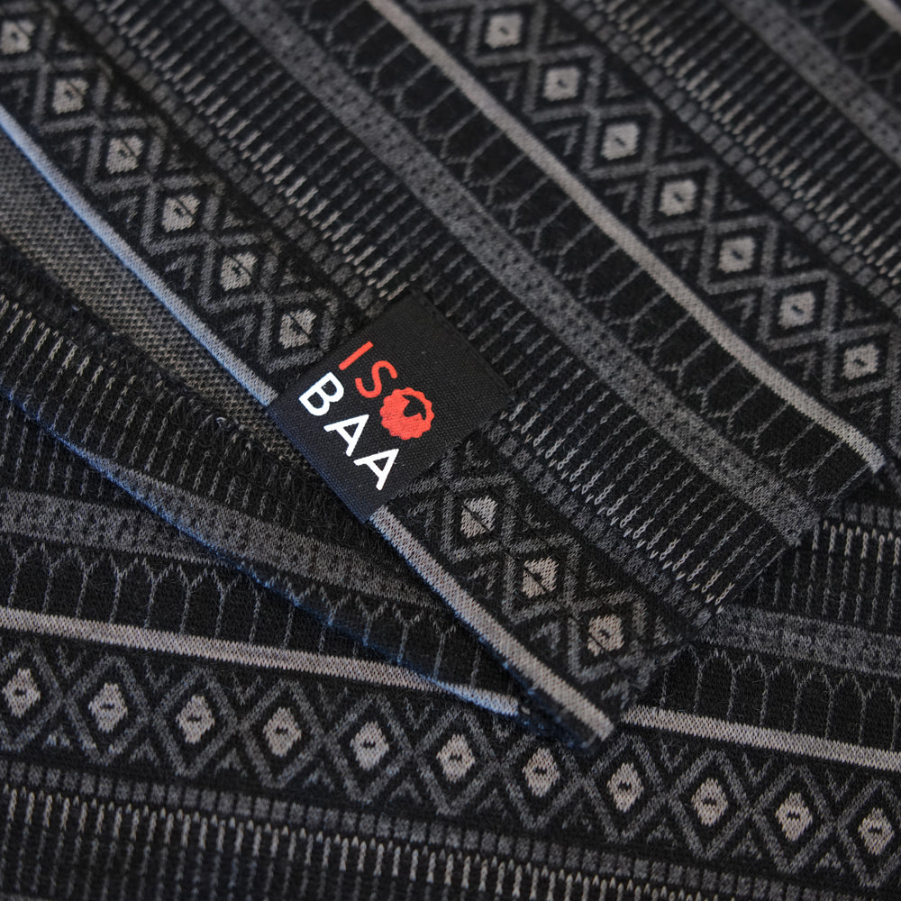 Mens Merino Blend 250 Fairisle Jacquard Long Sleeve Zip Neck (Black/Smoke/Charcoal)