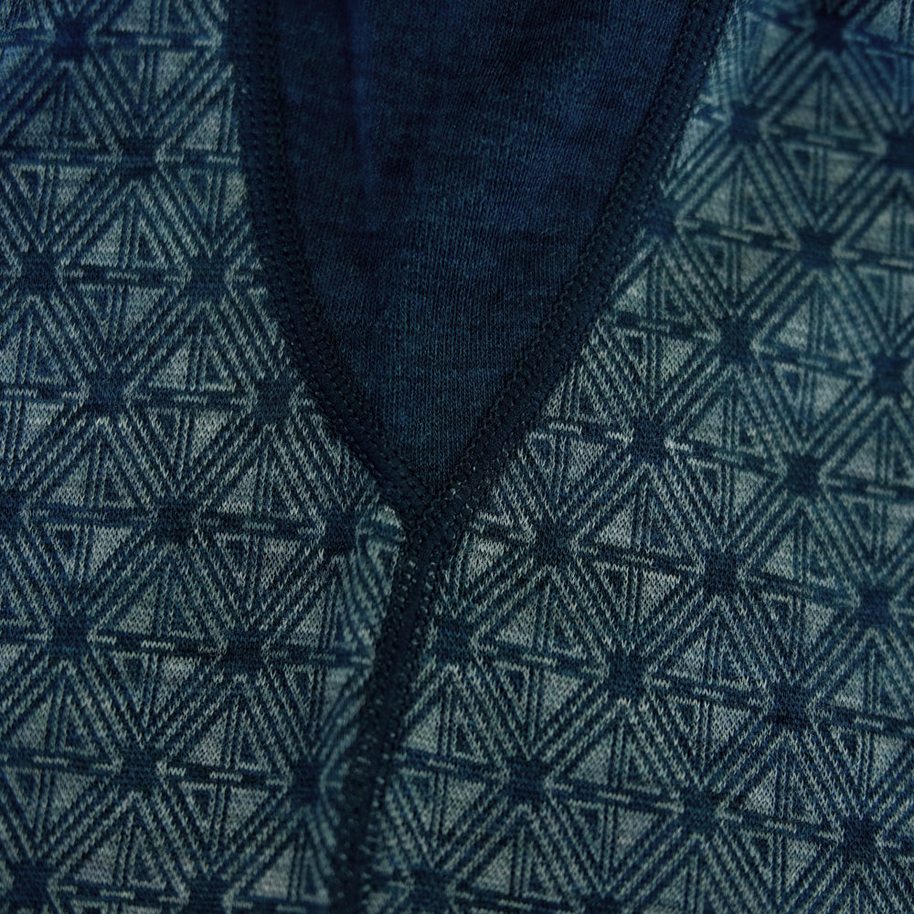 Mens Merino Blend 250 Geometric Jacquard Long Sleeve Crew (Petrol/Ocean)