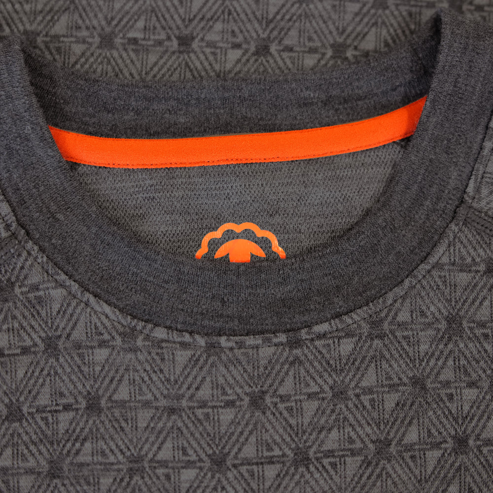 Mens Merino Blend 250 Geometric Jacquard Long Sleeve Crew (Smoke/Charcoal)