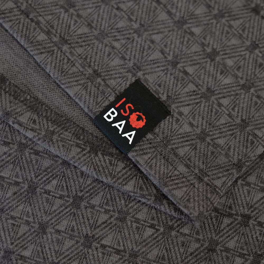 Mens Merino Blend 250 Geometric Jacquard Long Sleeve Crew (Smoke/Charcoal)