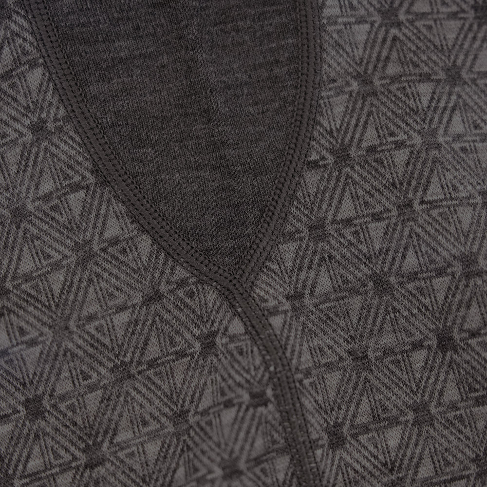 Mens Merino Blend 250 Geometric Jacquard Long Sleeve Crew (Smoke/Charcoal)