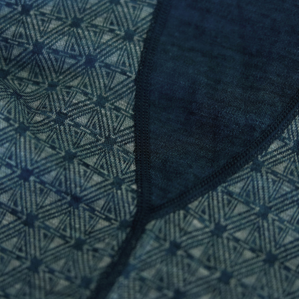 Mens Merino Blend 250 Geometric Jacquard Long Sleeve Zip Neck (Petrol/Ocean)