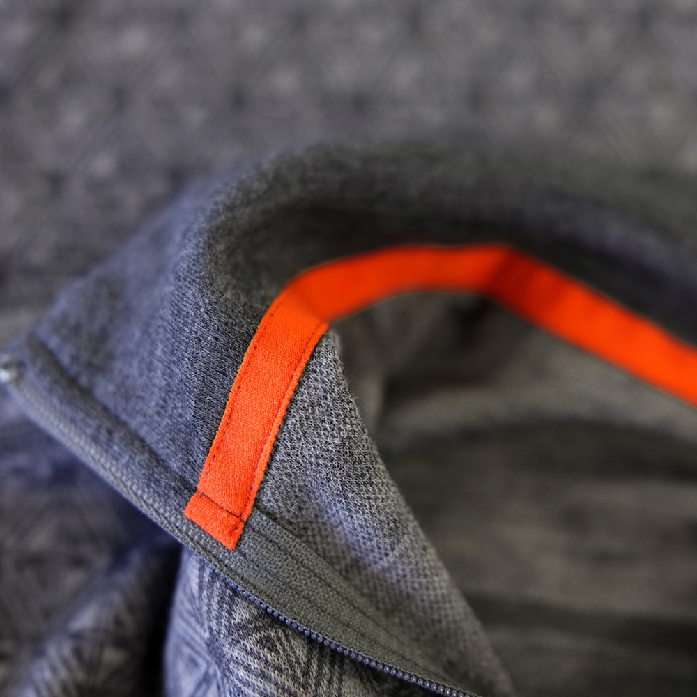 Mens Merino Blend 250 Geometric Jacquard Long Sleeve Zip Neck (Smoke/Charcoal)