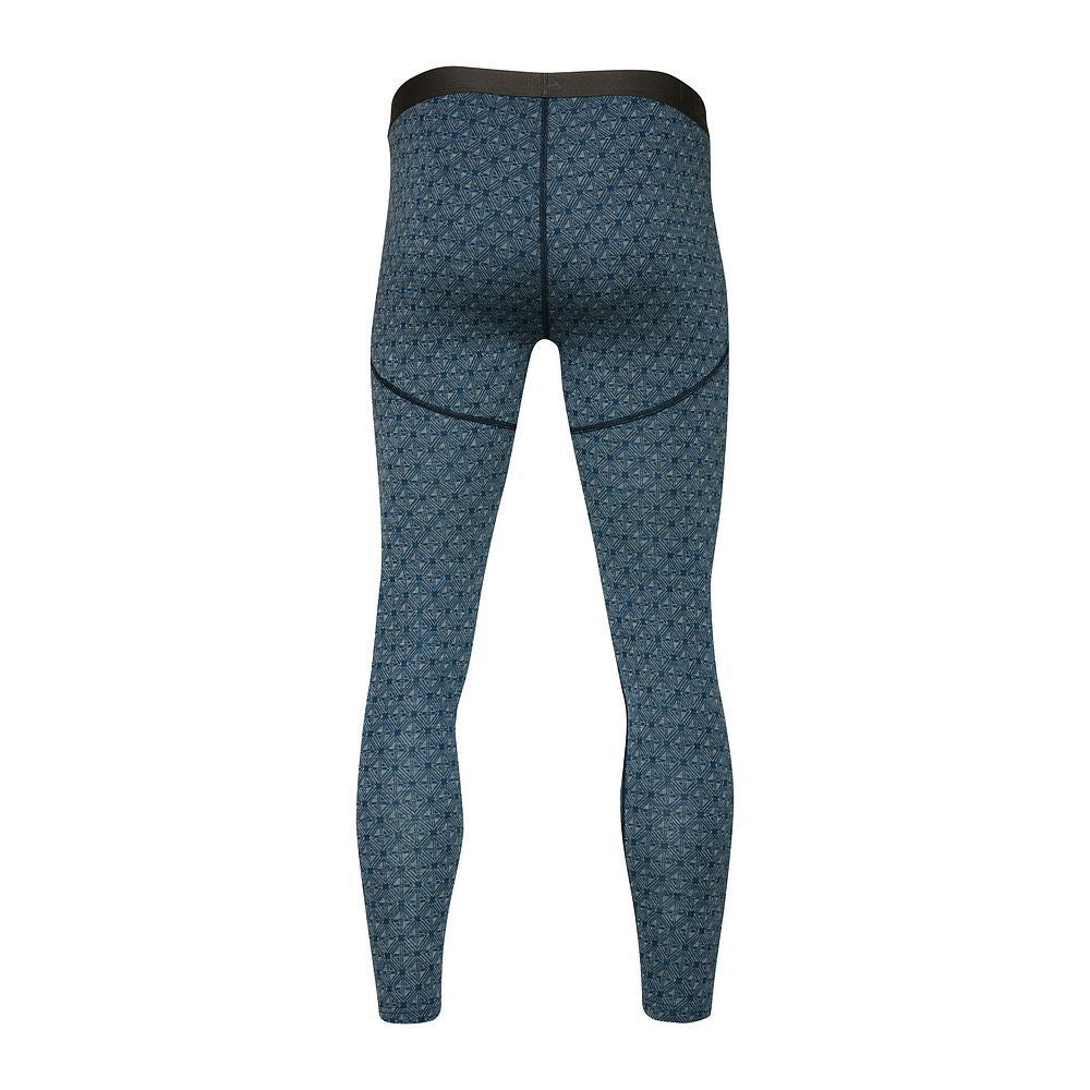 Mens Merino Blend 250 Geometric Jacquard Tights (Petrol/Ocean)
