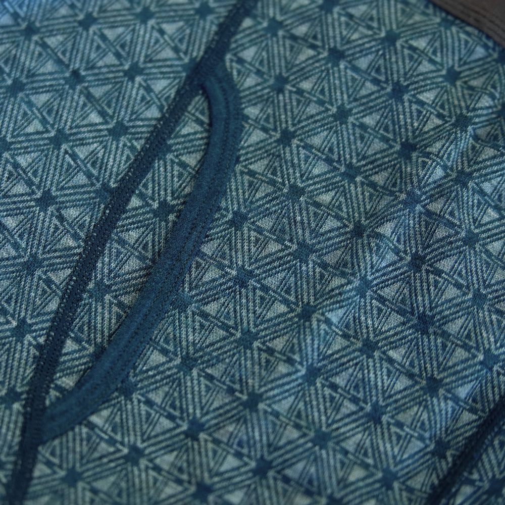 Mens Merino Blend 250 Geometric Jacquard Tights (Petrol/Ocean)