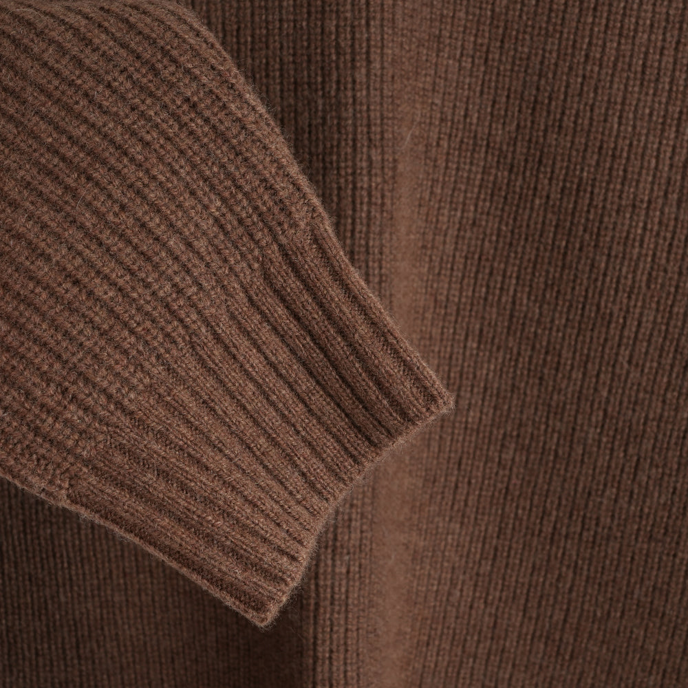 Pull col rond en mérinos Mens Herdwick (Brown)
