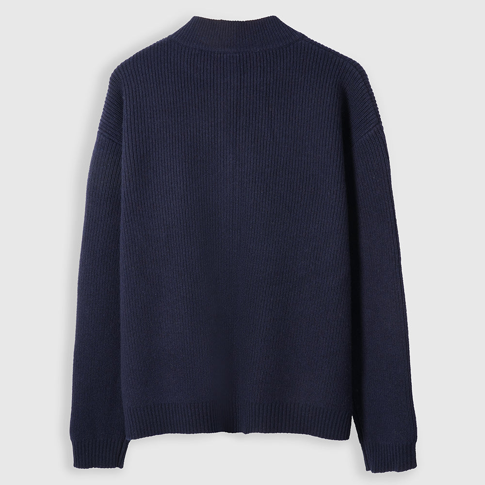 Herren Herdwick Merino Pullover mit Halbreißverschluss (Navy)