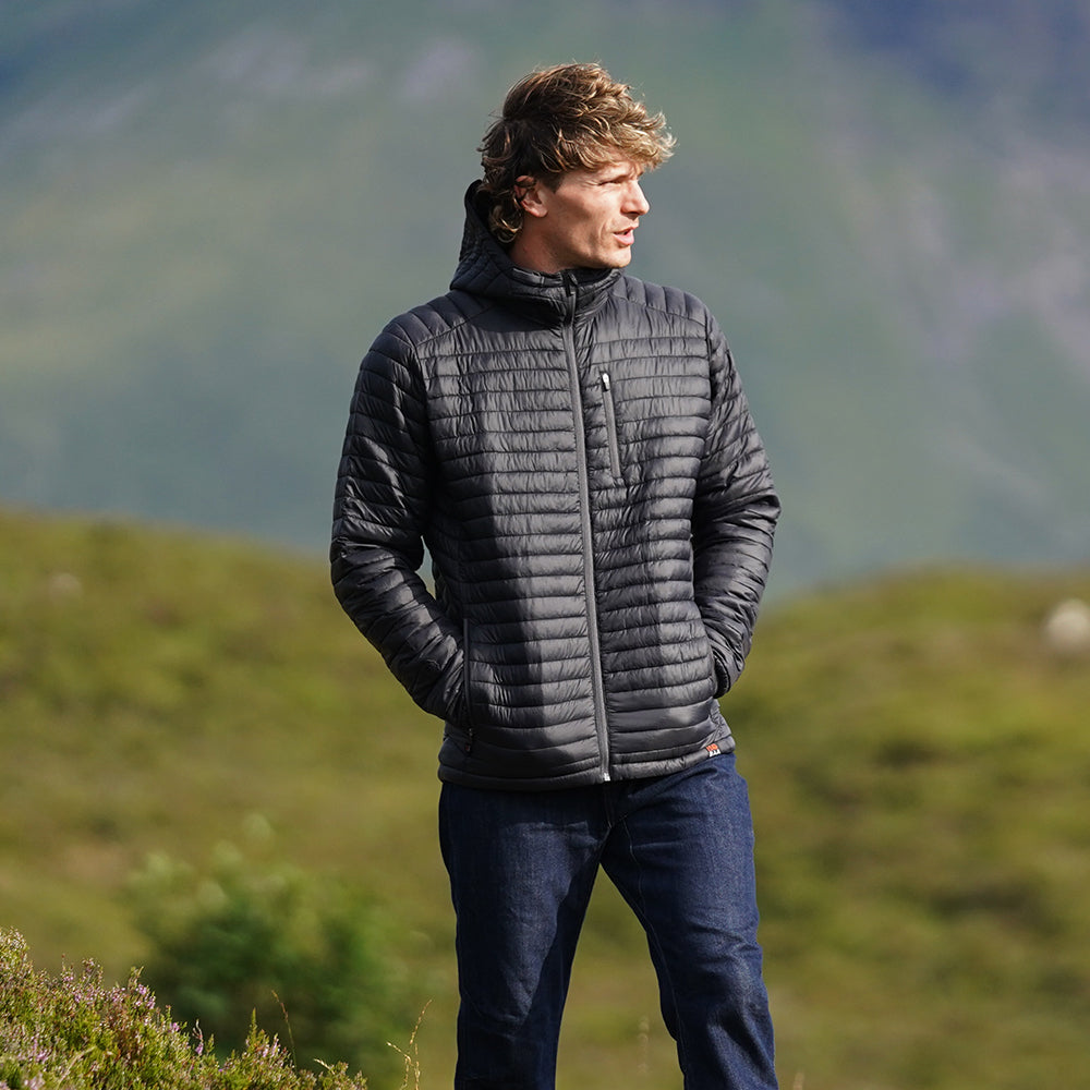 Isobaa Mens Merino Wool Insulated Jacket (Black/Smoke) | Model: Inigo