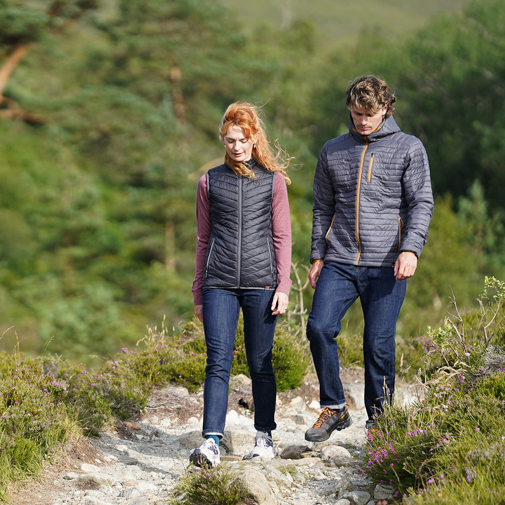 Isobaa Mens Merino Wool Insulated Jacket (Smoke/Mustard) | Model: Inigo