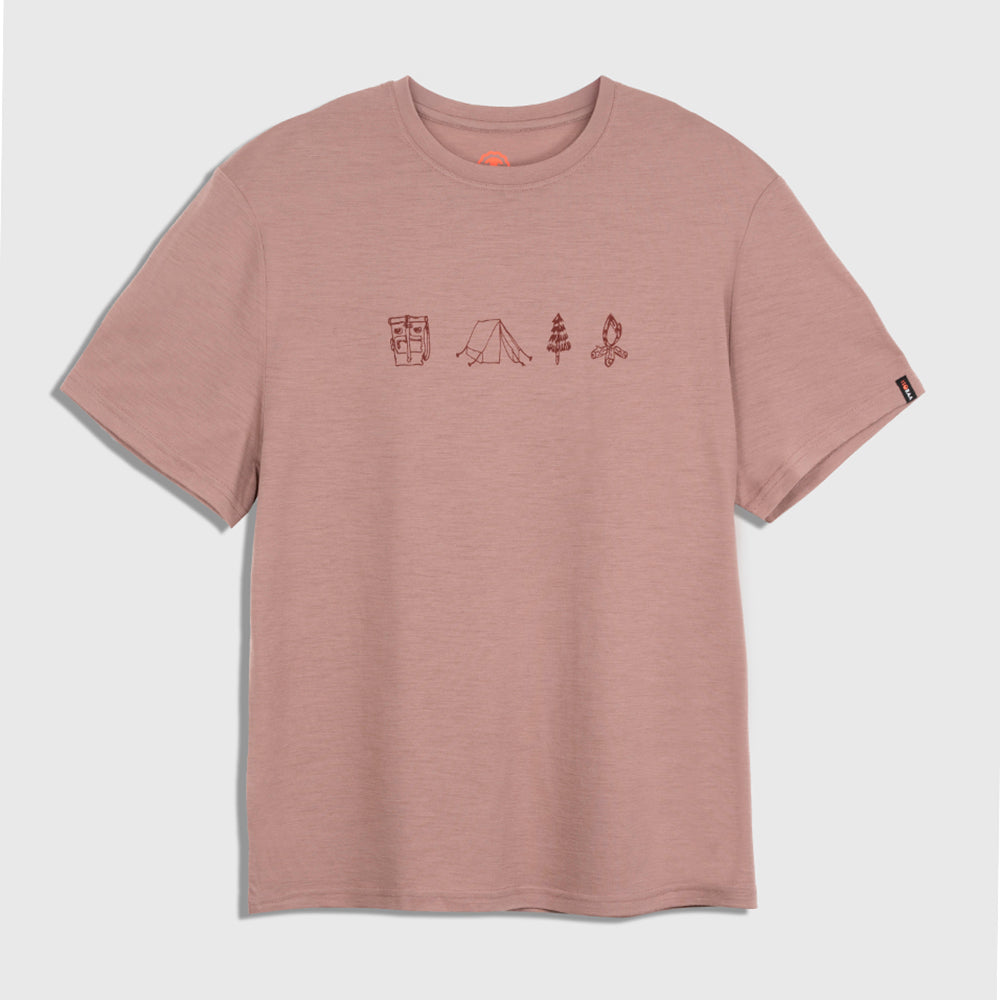 Mens Merino 150 Camping Relaxed Tee (Burlwood)