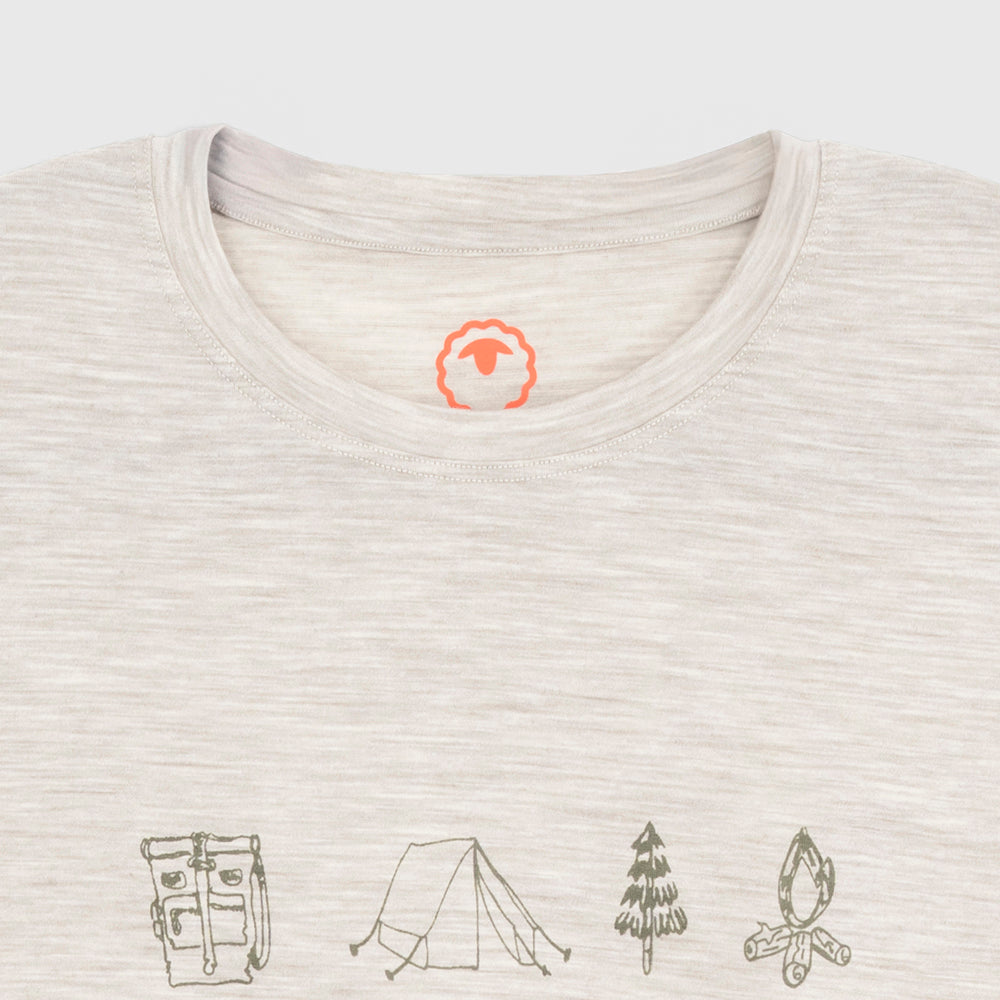 Mens Merino 150 Camping Relaxed Tee (Jute/Olive)