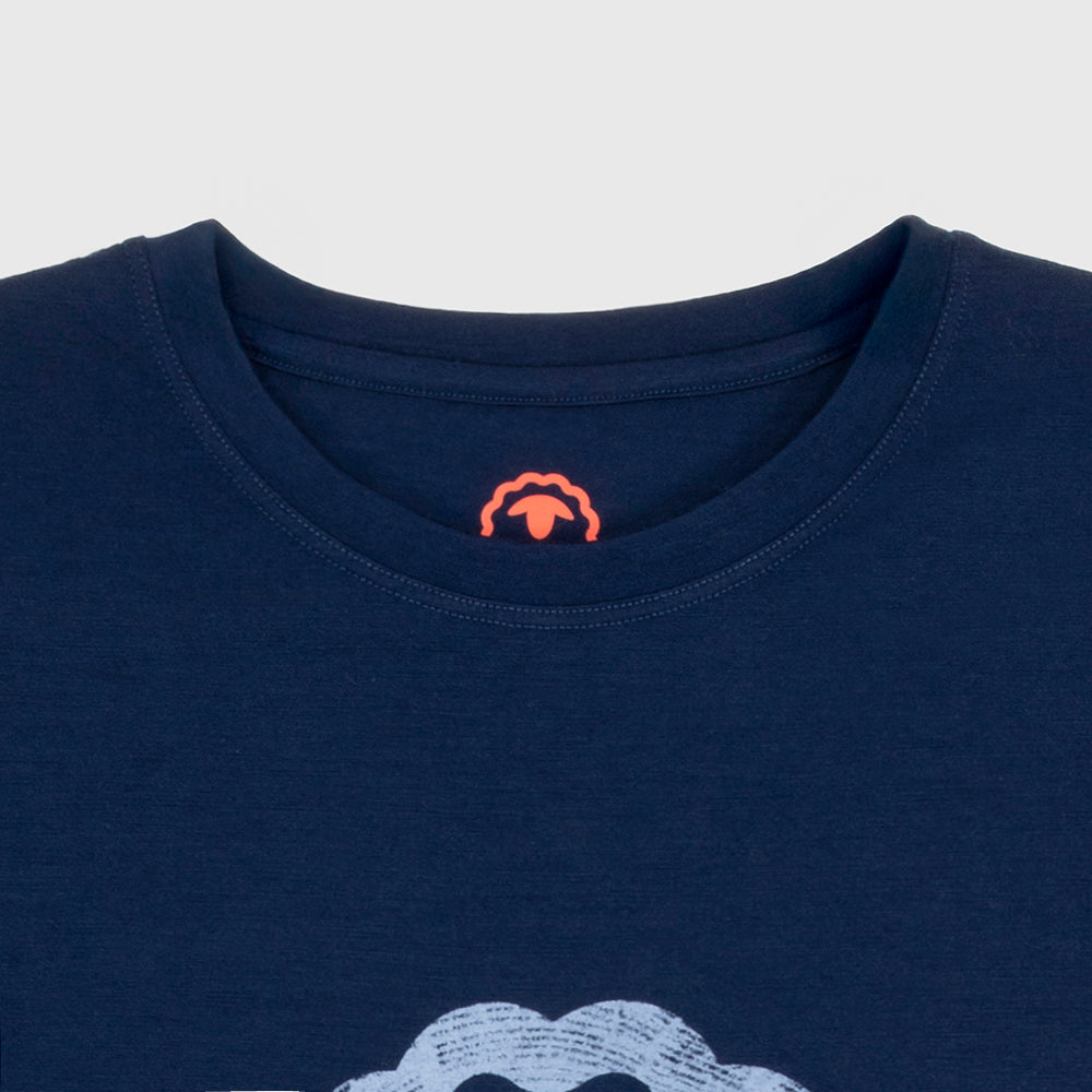 Mens Merino 150 Emblem Relaxed Tee (Navy/Sky)