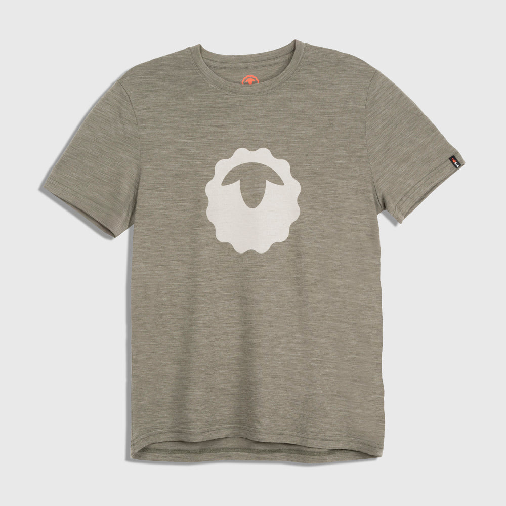 Mens Merino 150 Emblem Tee (Olive/Jute)