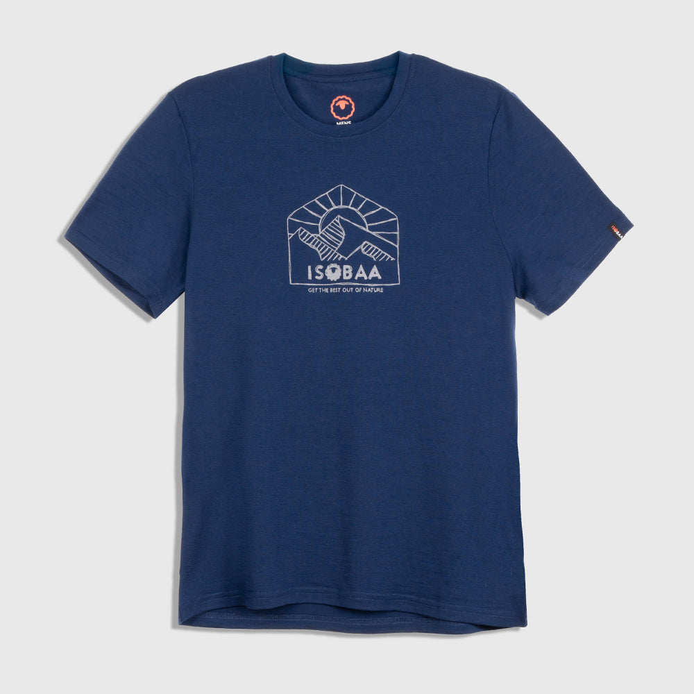 Mens Merino 150 Sketched Sunset Tee (Navy/Charcoal)