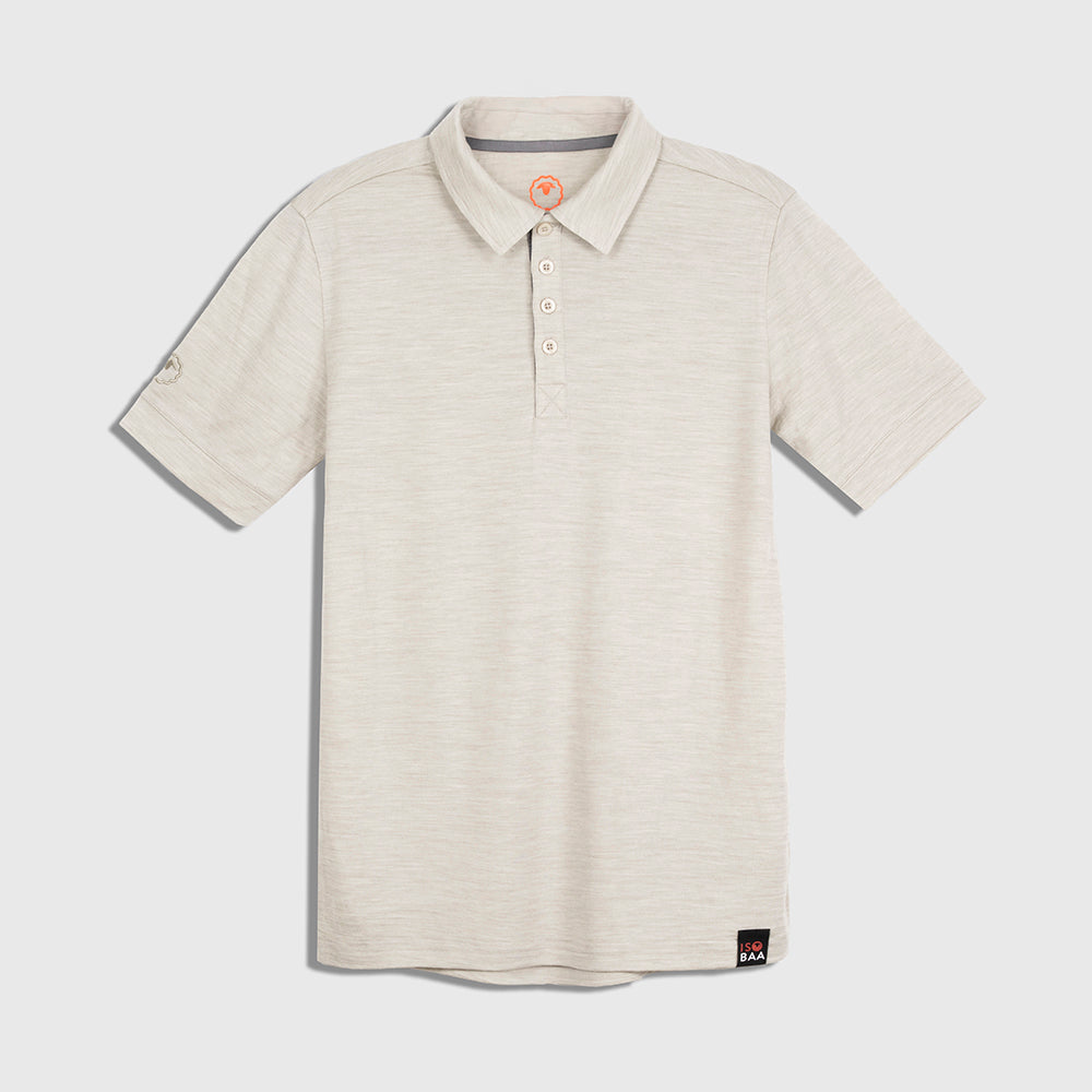 Mens Merino 180 Short Sleeve Polo Shirt (Jute Melange/Charcoal)