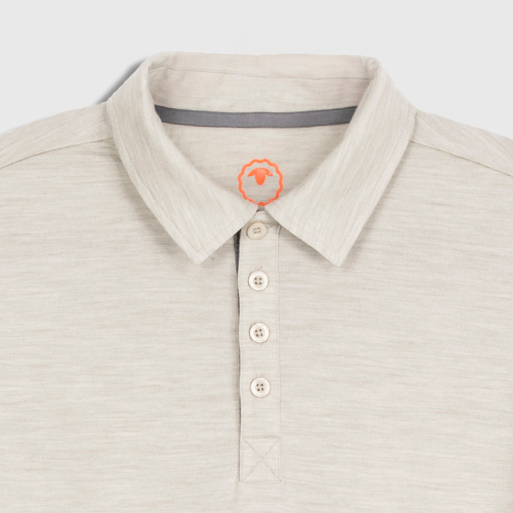 Mens Merino 180 Short Sleeve Polo Shirt (Jute Melange/Charcoal)