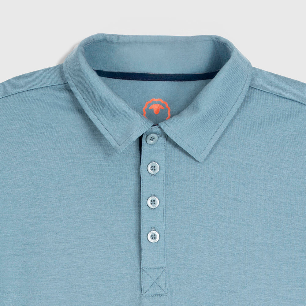 Mens Merino 180 Short Sleeve Polo Shirt (Lagoon/Navy)