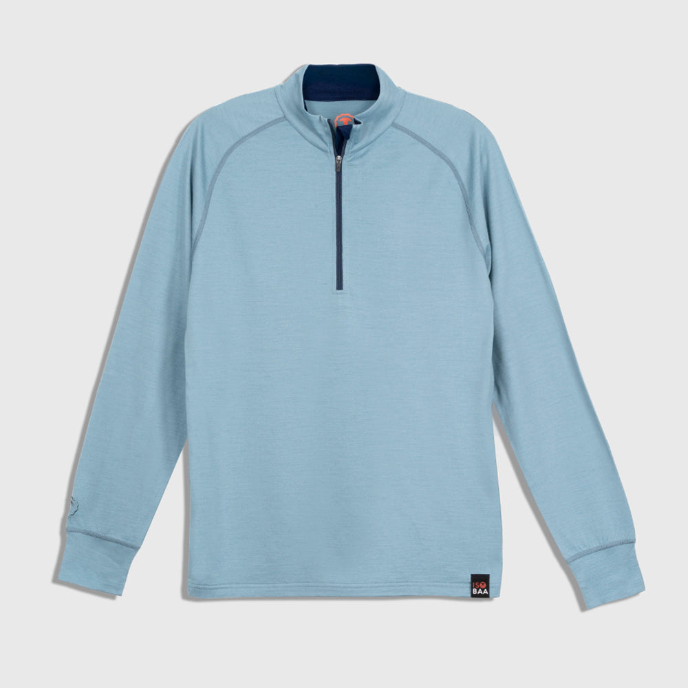 Mens Merino 200 Long Sleeve Zip Neck (Lagoon/Navy)