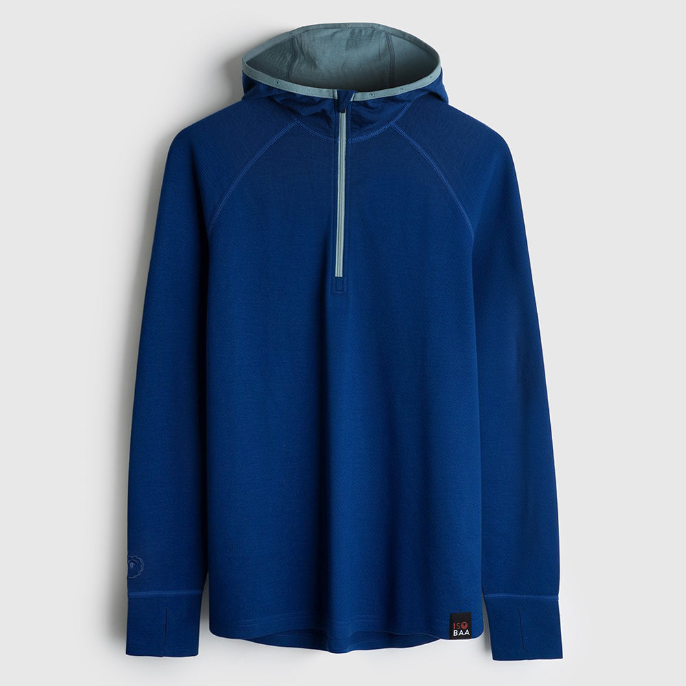 Mens Merino 200 Zip Neck Hoodie (Poseidon)