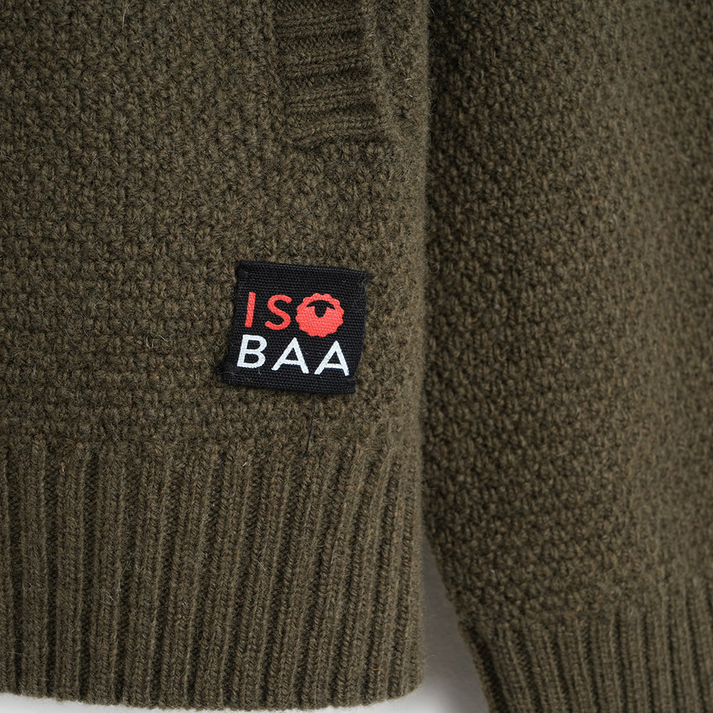 Herren Oaken Merino Strickjacke mit Reißverschluss (Dark Olive)