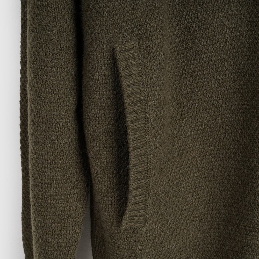 Herren Oaken Merino Strickjacke mit Reißverschluss (Dark Olive)