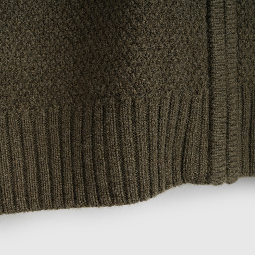 Herren Oaken Merino Strickjacke mit Reißverschluss (Dark Olive)