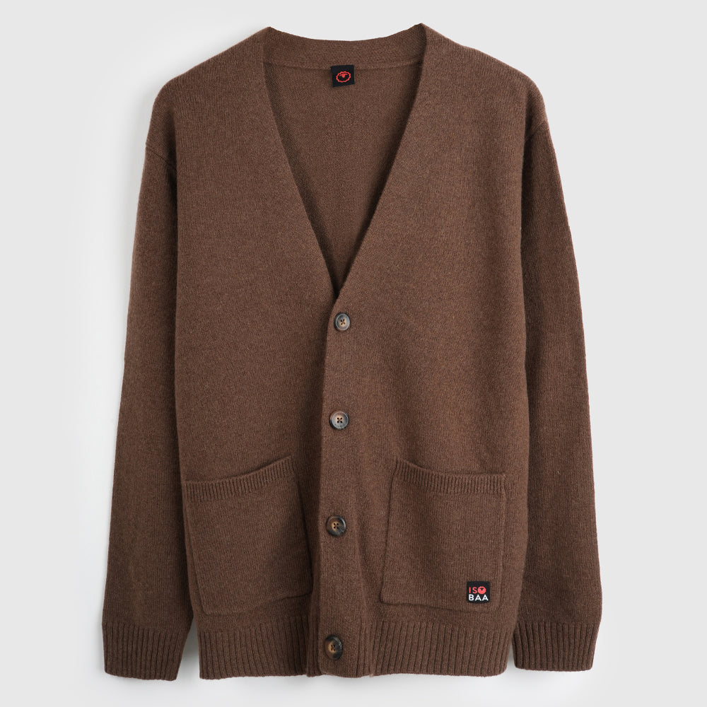 Mens Rove Merino Cardigan (Brown)