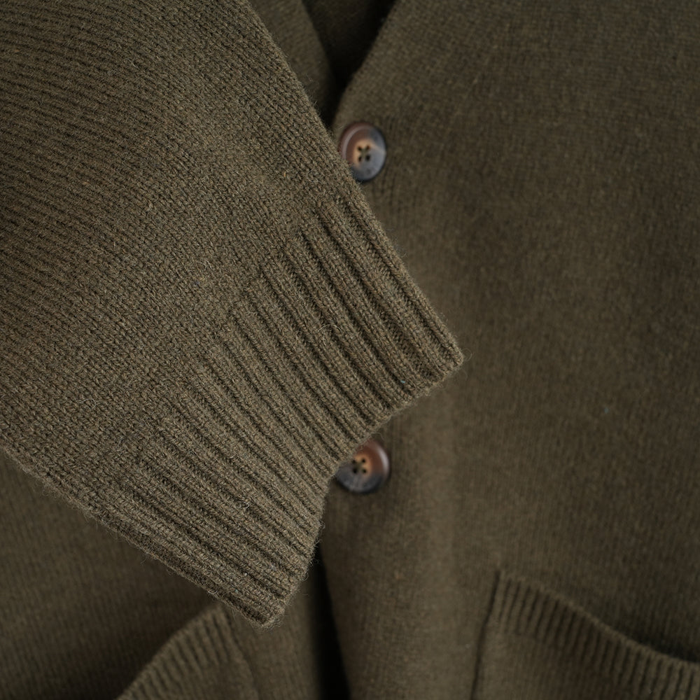 Mens Rove Merino Cardigan (Dark Olive)