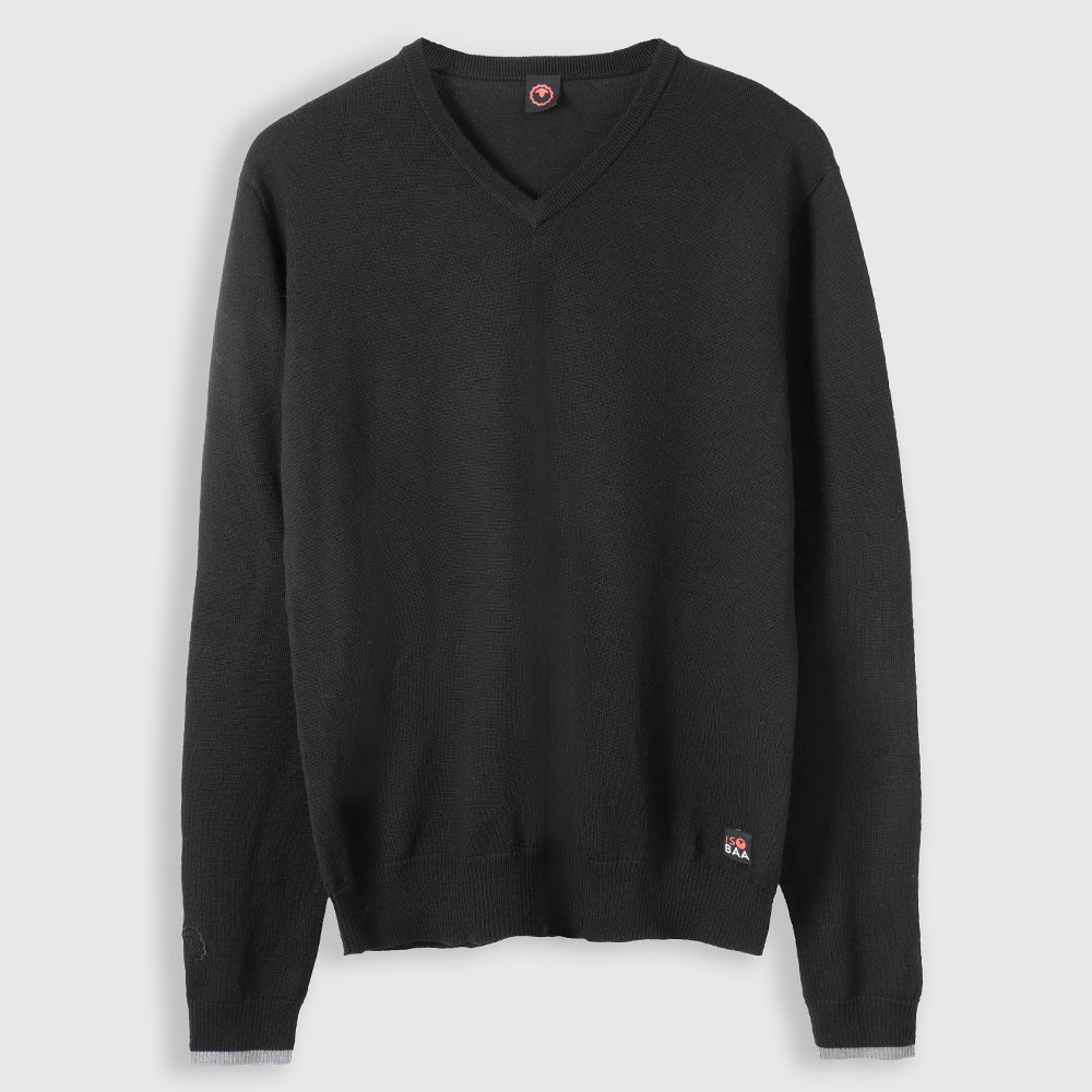 Mens Woolsey Merino V-Neck Sweater (Black)