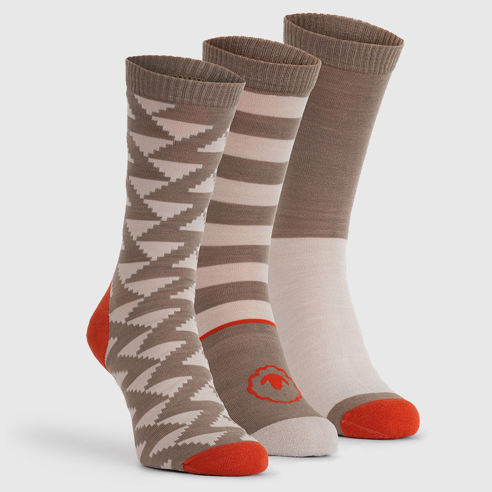 Merino Blend Everyday Socks (3 Pack - Truffle/Jute)