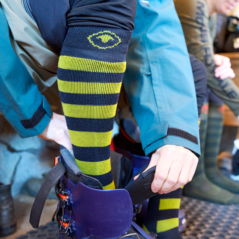 Merino Blend Ski Socks (Navy/Lime)