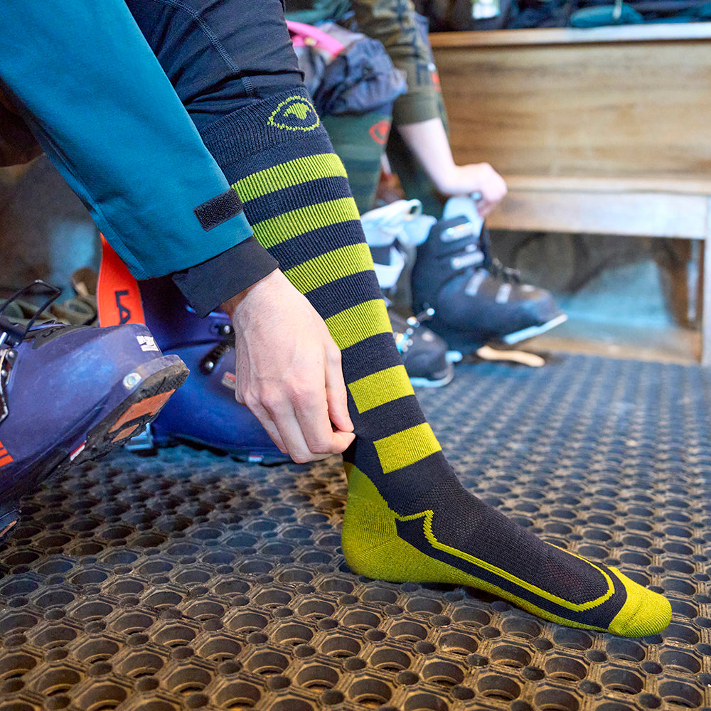 Merino Blend Ski Socks (Navy/Lime)