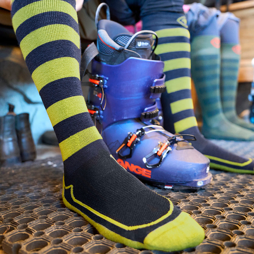 Merino Blend Ski Socks (Navy/Lime)