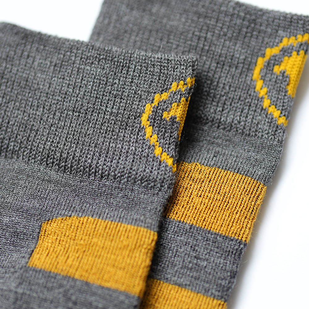 Merino Blend Ski Socks (Smoke Melange/Mustard)