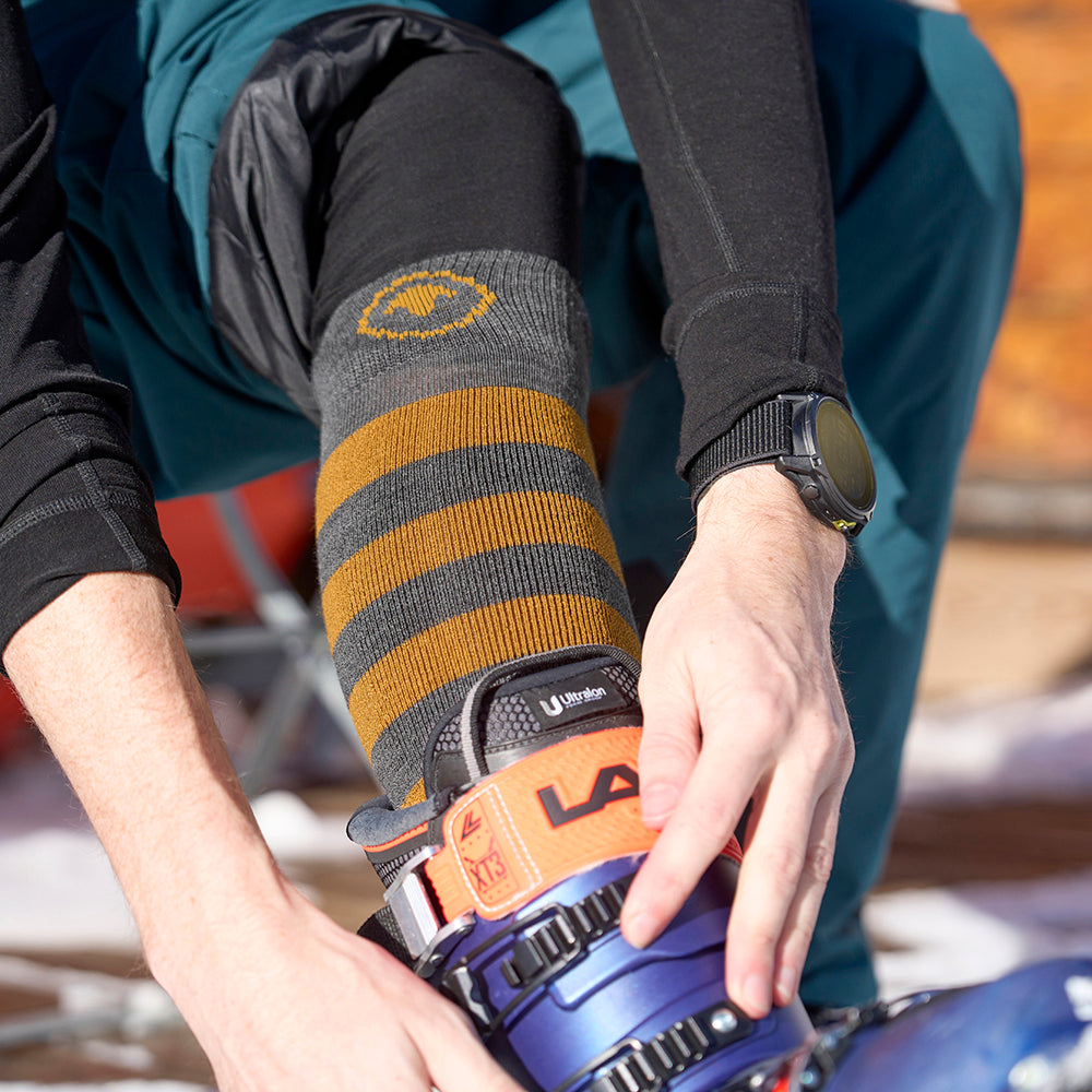 Merino Blend Ski Socks (Smoke Melange/Mustard)