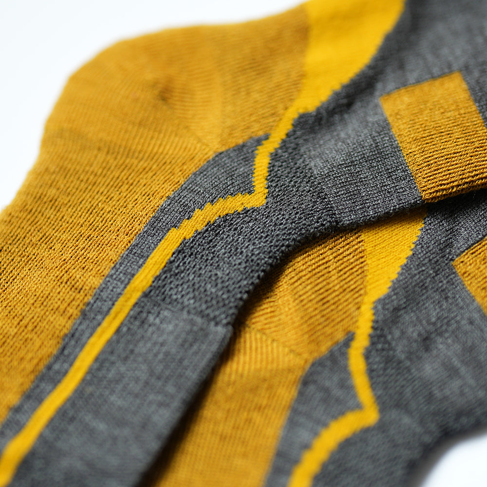 Merino Blend Ski Socks (Smoke Melange/Mustard)