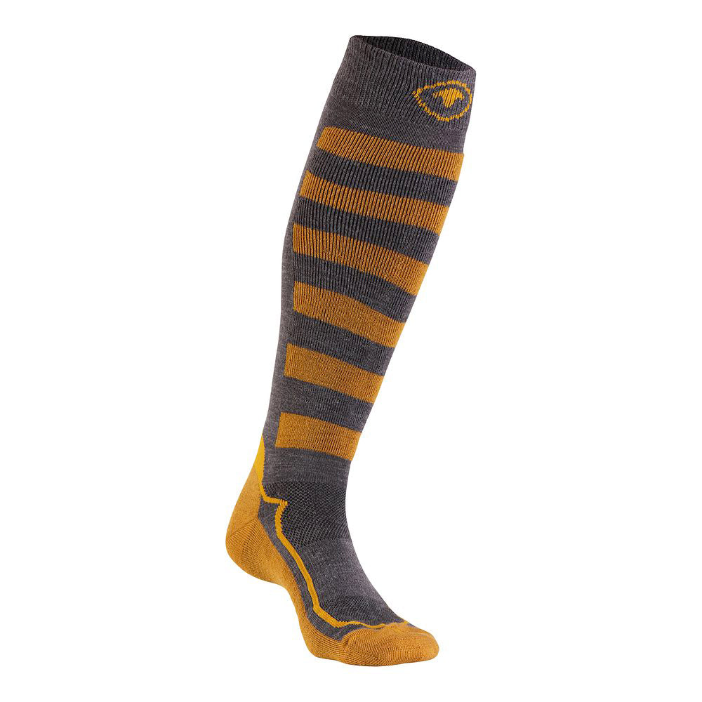Merino Blend Ski Socks (Smoke Melange/Mustard)