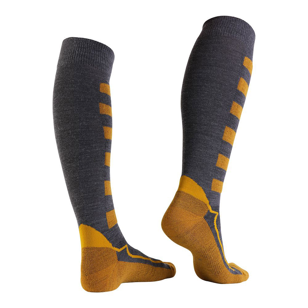 Merino Blend Ski Socks (Smoke Melange/Mustard)