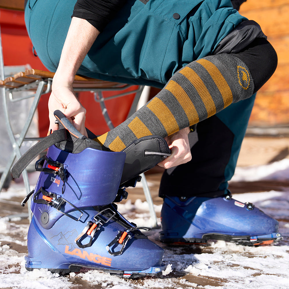 Merino Blend Ski Socks (Smoke Melange/Mustard)