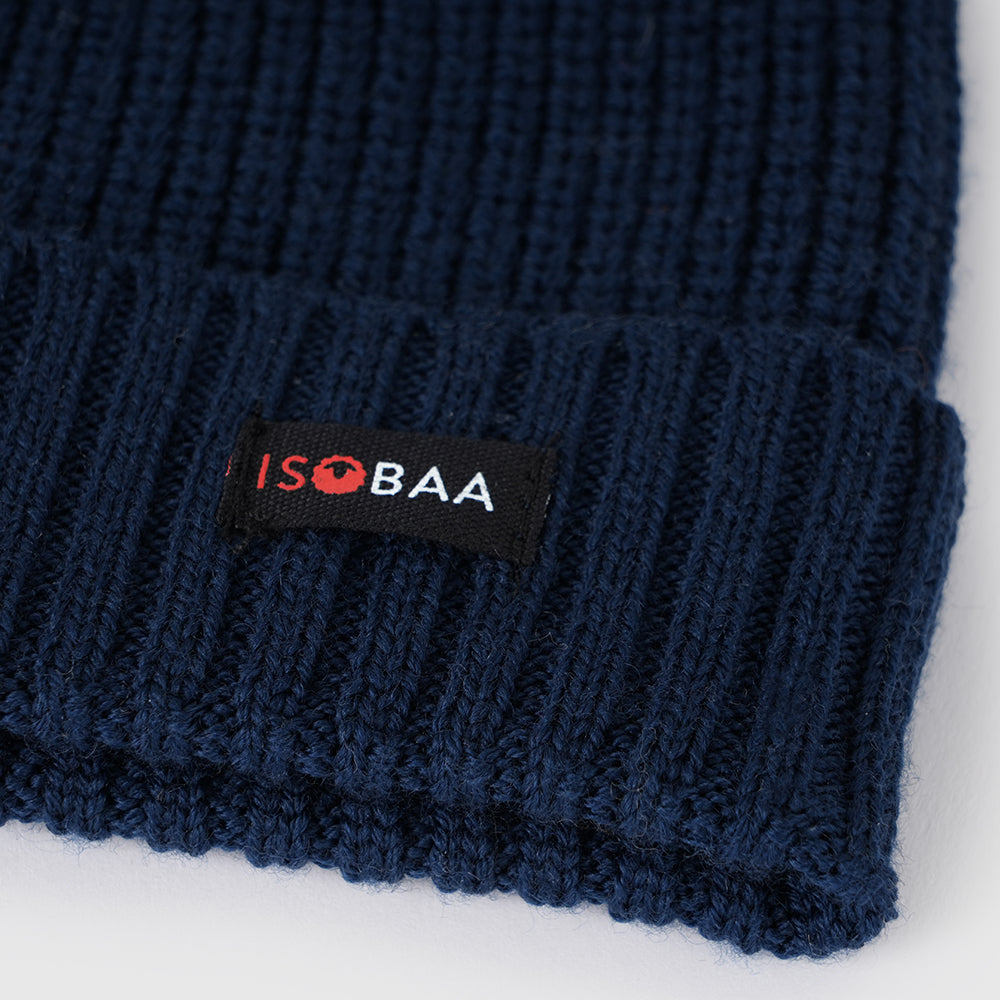 Merino Fisherman Beanie (Navy)