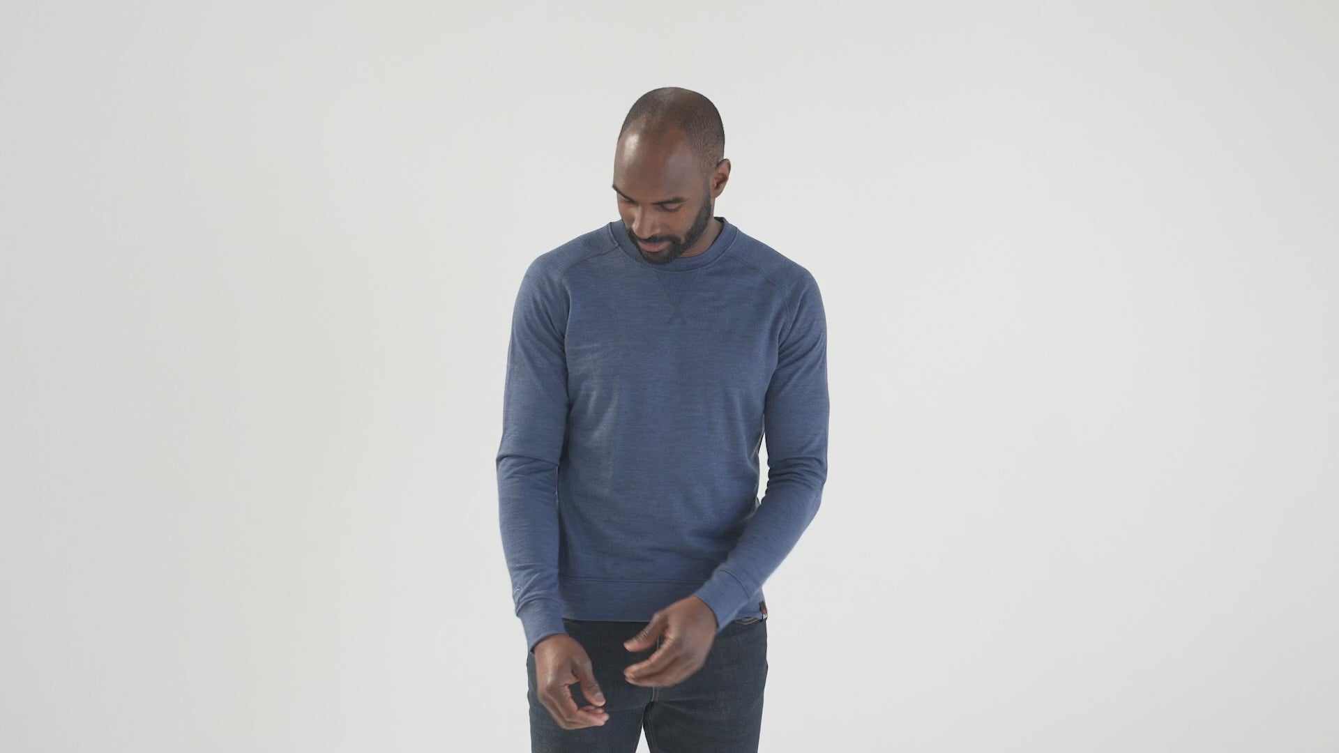 Mens 260 Lounge Sweatshirt (Denim) | align: 45% 50% | Model: Michael