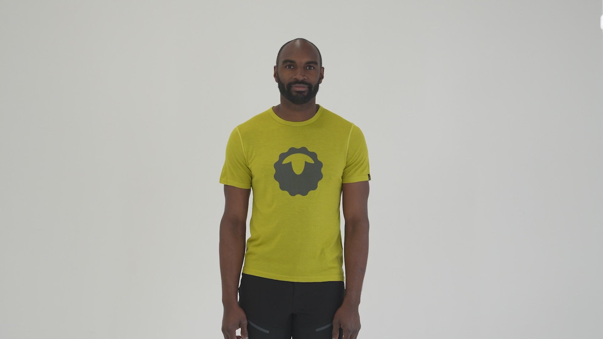 Mens Merino 150 Emblem Tee (Lime) | Model: Michael