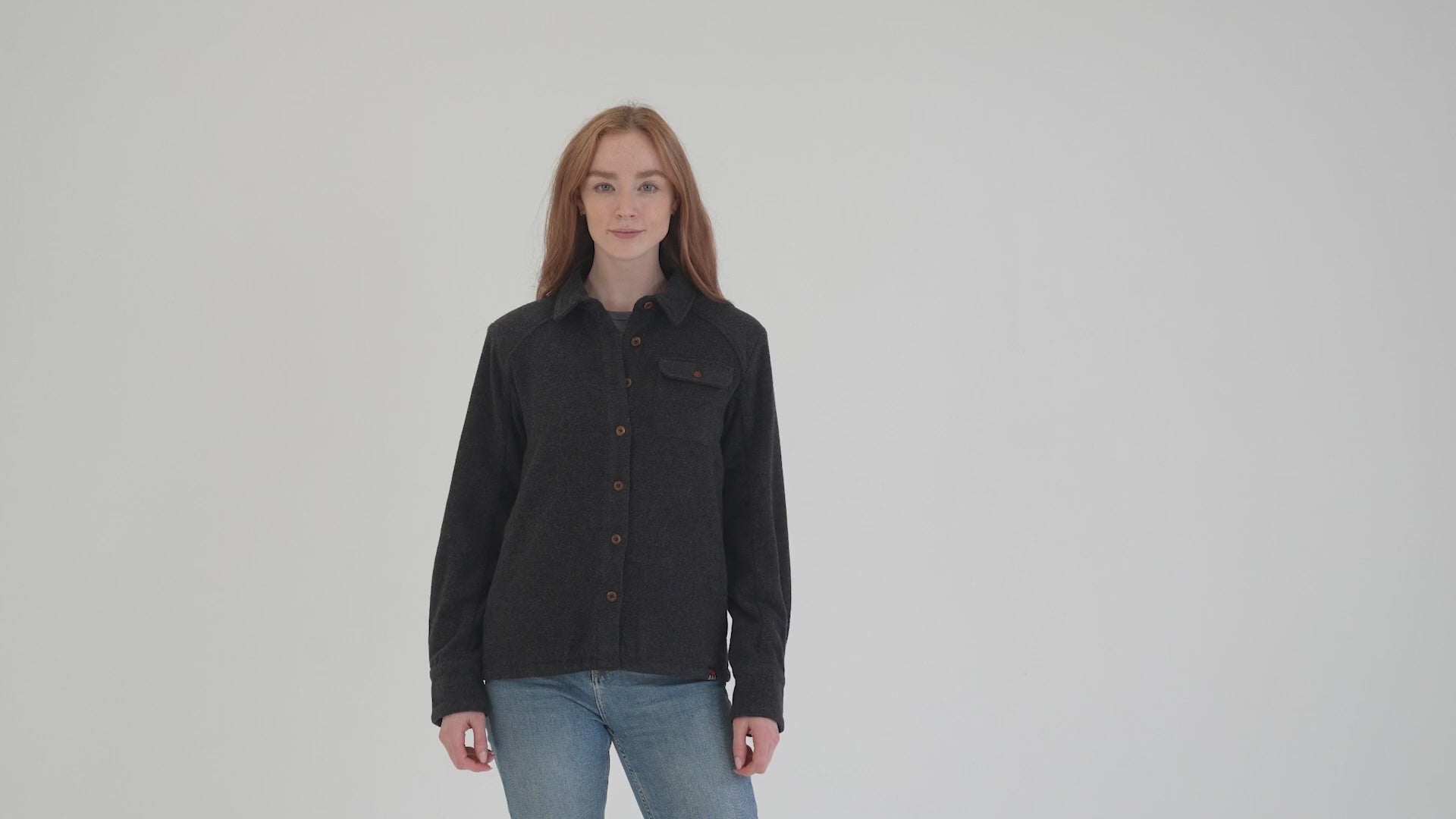 Womens Merino Blend Mountain Shirt (Smoke) | align: 40% 50% | Model: Sophie